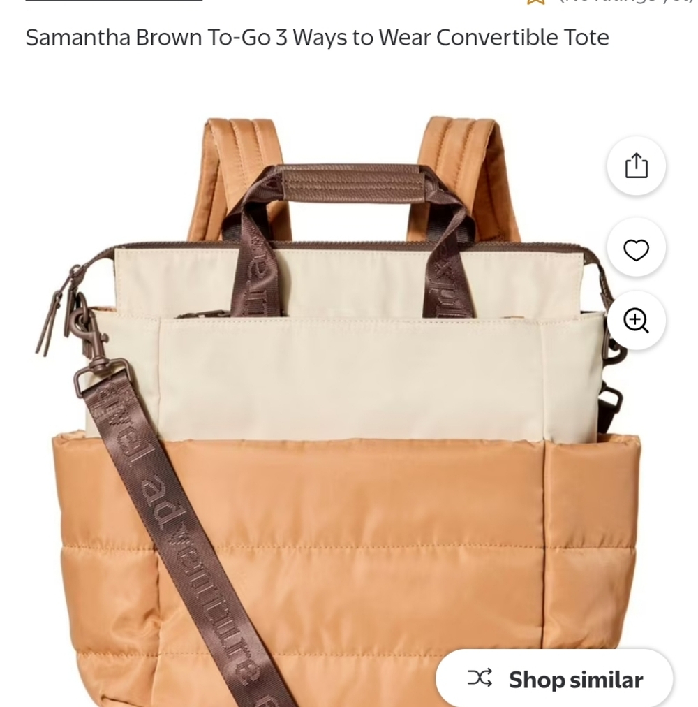Convertible Tote in Cream & Tan